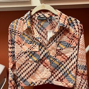 NWT.  NY & Co 7th Avenue Collared Blouse. Multi color